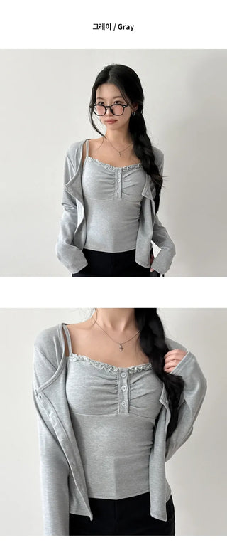 Sleeveless Cardigan Set
