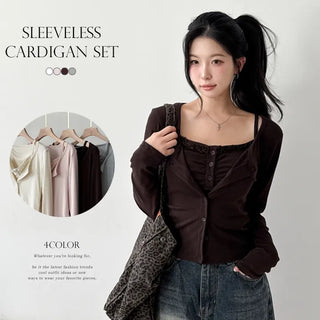 Sleeveless Cardigan Set