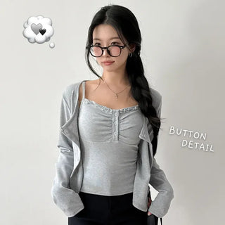 Sleeveless Cardigan Set