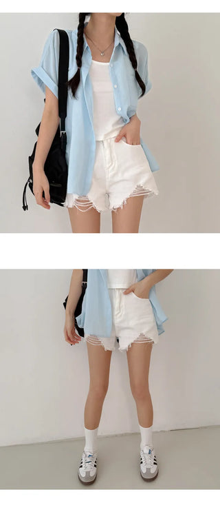 Distressed Denim Shorts