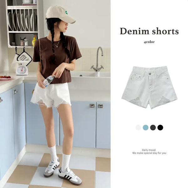 Distressed Denim Shorts