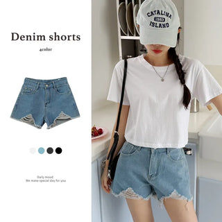 Distressed Denim Shorts