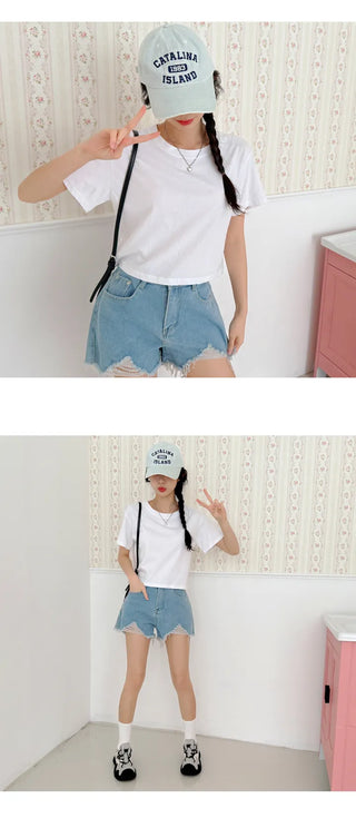 Distressed Denim Shorts