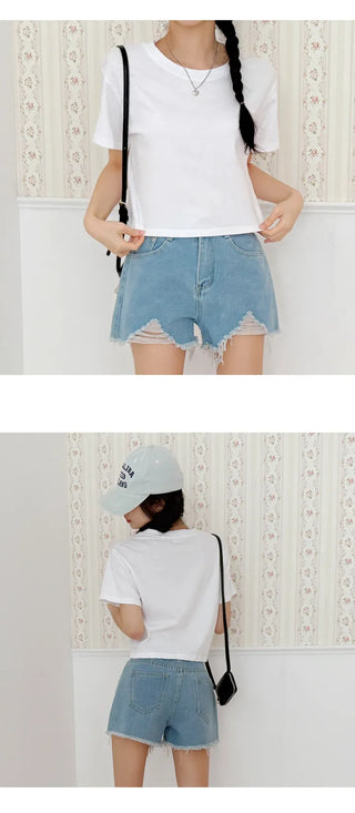Distressed Denim Shorts