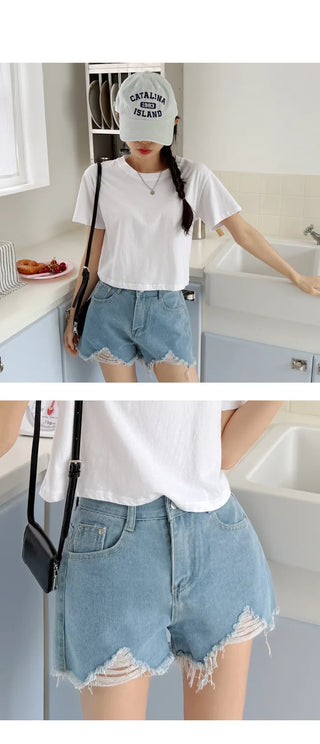 Distressed Denim Shorts