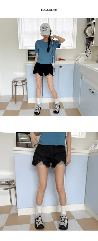 Distressed Denim Shorts
