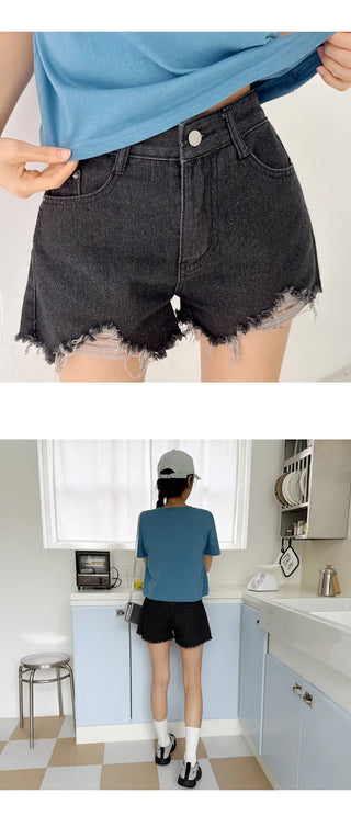 Distressed Denim Shorts