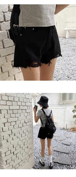 Distressed Denim Shorts