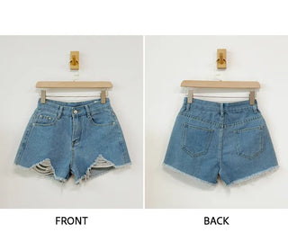 Distressed Denim Shorts
