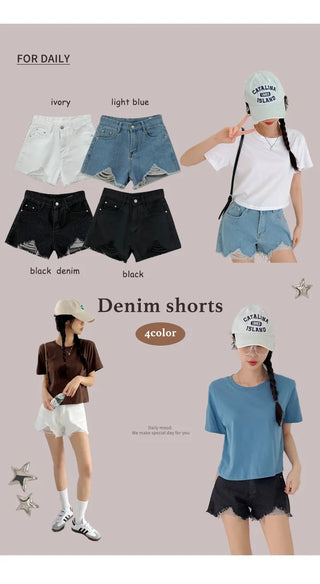 Distressed Denim Shorts