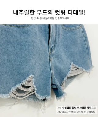 Distressed Denim Shorts