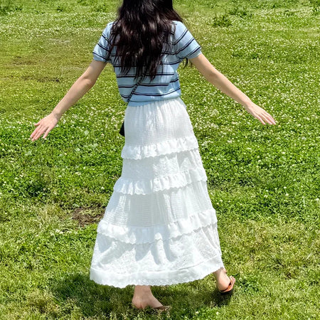 Lace Tiered Long Skirt