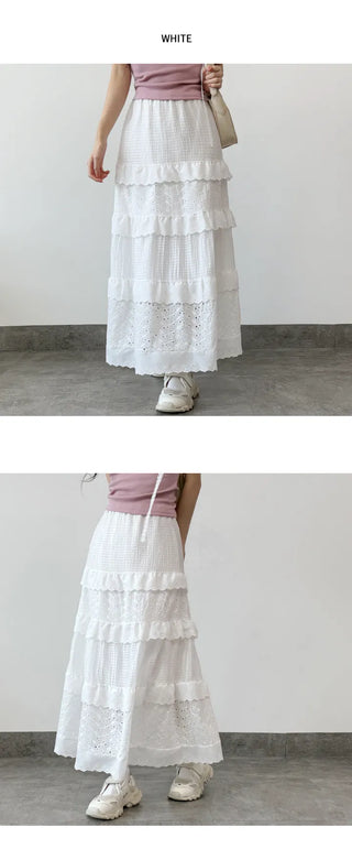 Lace Tiered Long Skirt