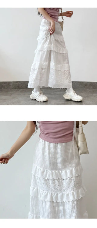 Lace Tiered Long Skirt