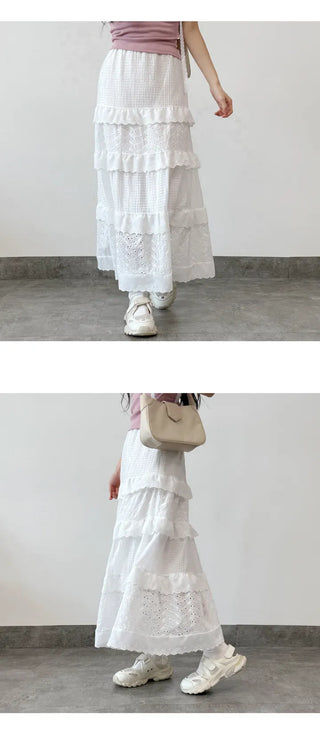 Lace Tiered Long Skirt