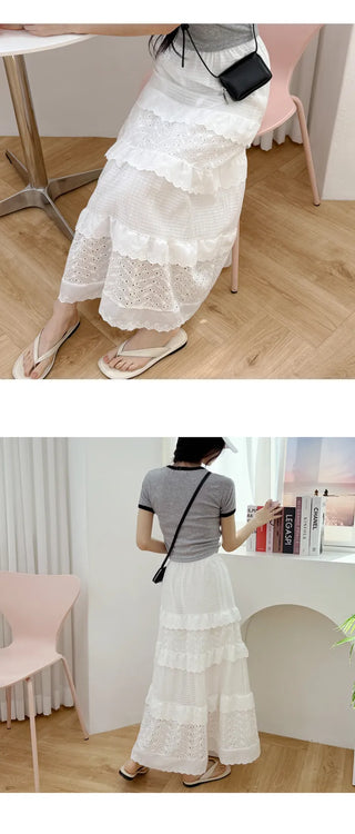 Lace Tiered Long Skirt