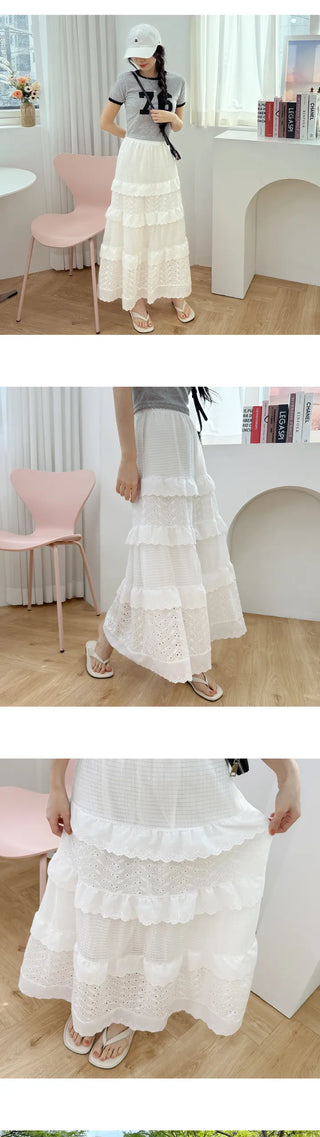 Lace Tiered Long Skirt