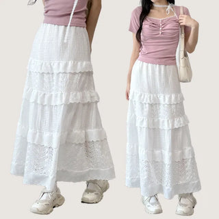 Lace Tiered Long Skirt