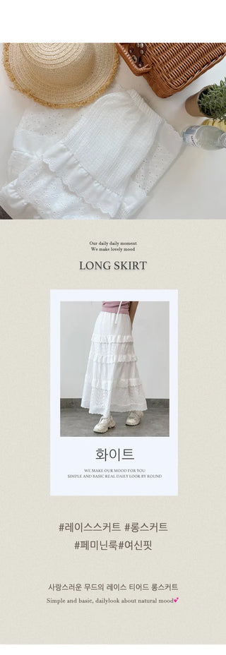 Lace Tiered Long Skirt
