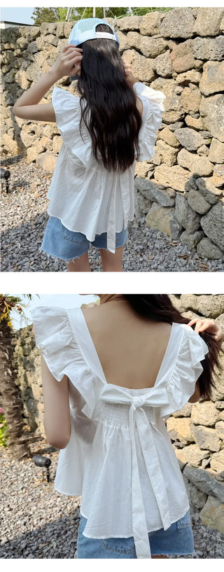 Shirred Sleeveless Blouse