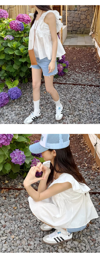Shirred Sleeveless Blouse