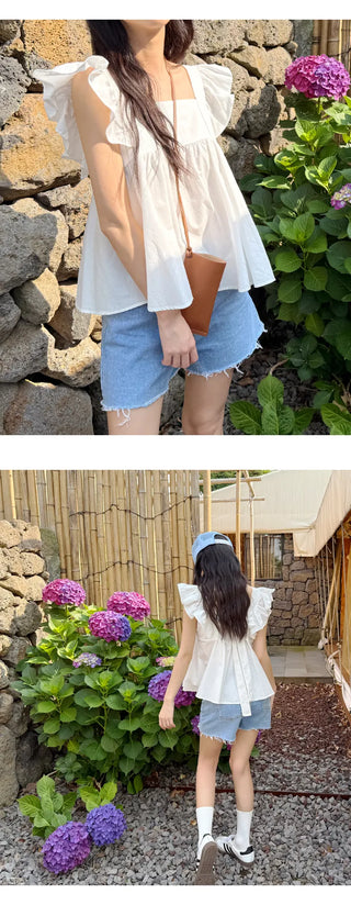 Shirred Sleeveless Blouse
