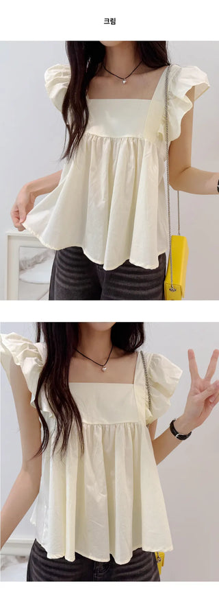 Shirred Sleeveless Blouse