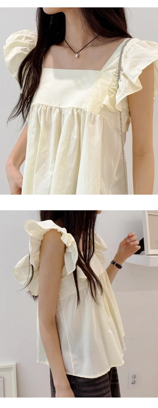 Shirred Sleeveless Blouse