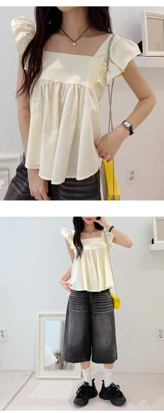 Shirred Sleeveless Blouse