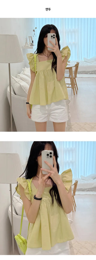 Shirred Sleeveless Blouse