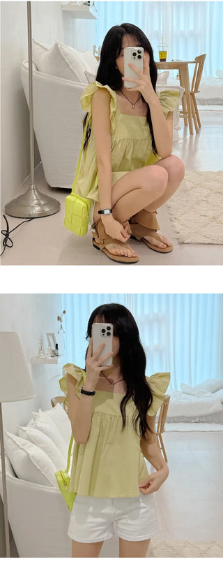 Shirred Sleeveless Blouse