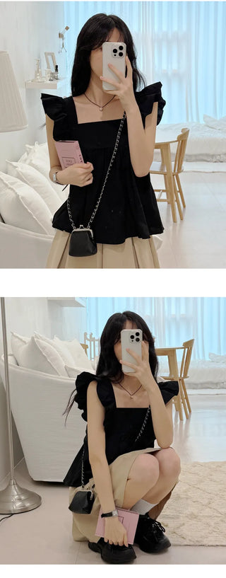 Shirred Sleeveless Blouse