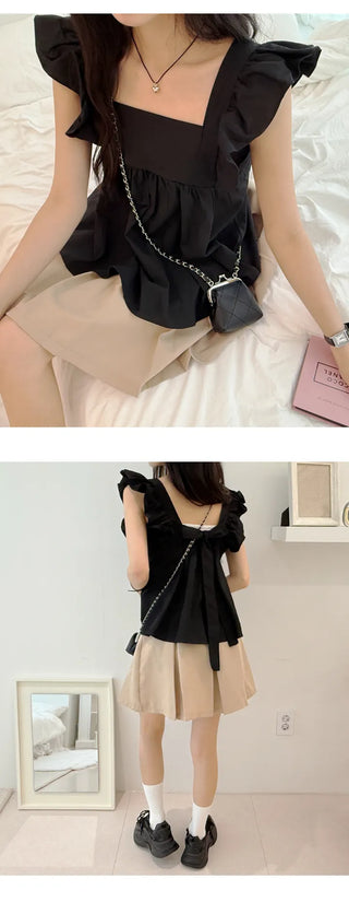 Shirred Sleeveless Blouse