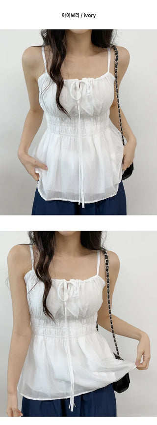 Ribbon Shirred Blouse
