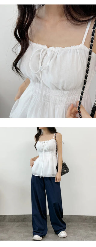 Ribbon Shirred Blouse