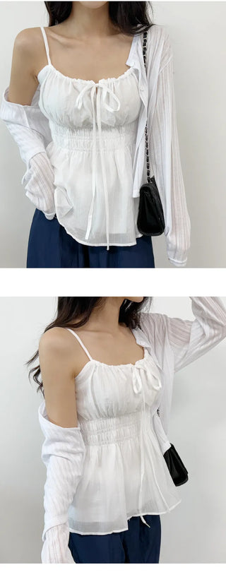 Ribbon Shirred Blouse