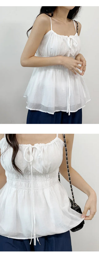 Ribbon Shirred Blouse