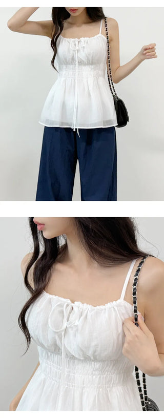 Ribbon Shirred Blouse