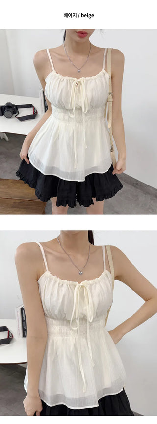 Ribbon Shirred Blouse