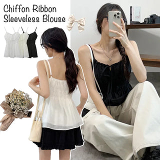Ribbon Shirred Blouse