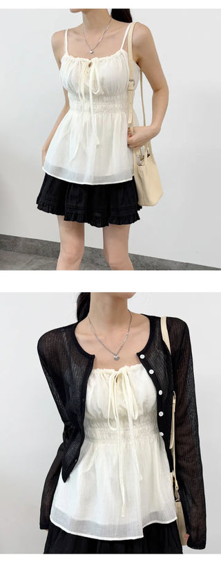 Ribbon Shirred Blouse