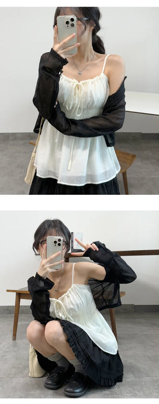 Ribbon Shirred Blouse
