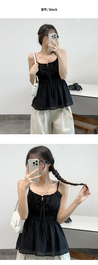 Ribbon Shirred Blouse