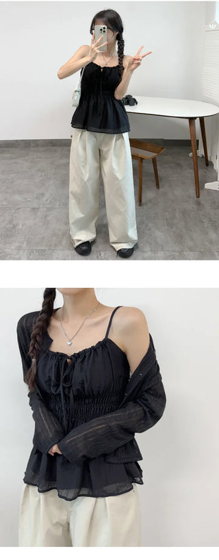 Ribbon Shirred Blouse