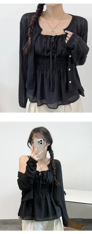 Ribbon Shirred Blouse
