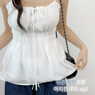 Ribbon Shirred Blouse