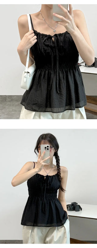 Ribbon Shirred Blouse