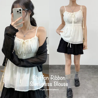 Ribbon Shirred Blouse