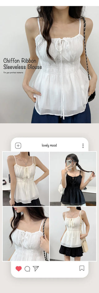 Ribbon Shirred Blouse