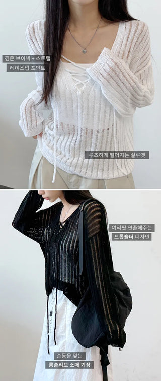 Mesh V Neck Knit